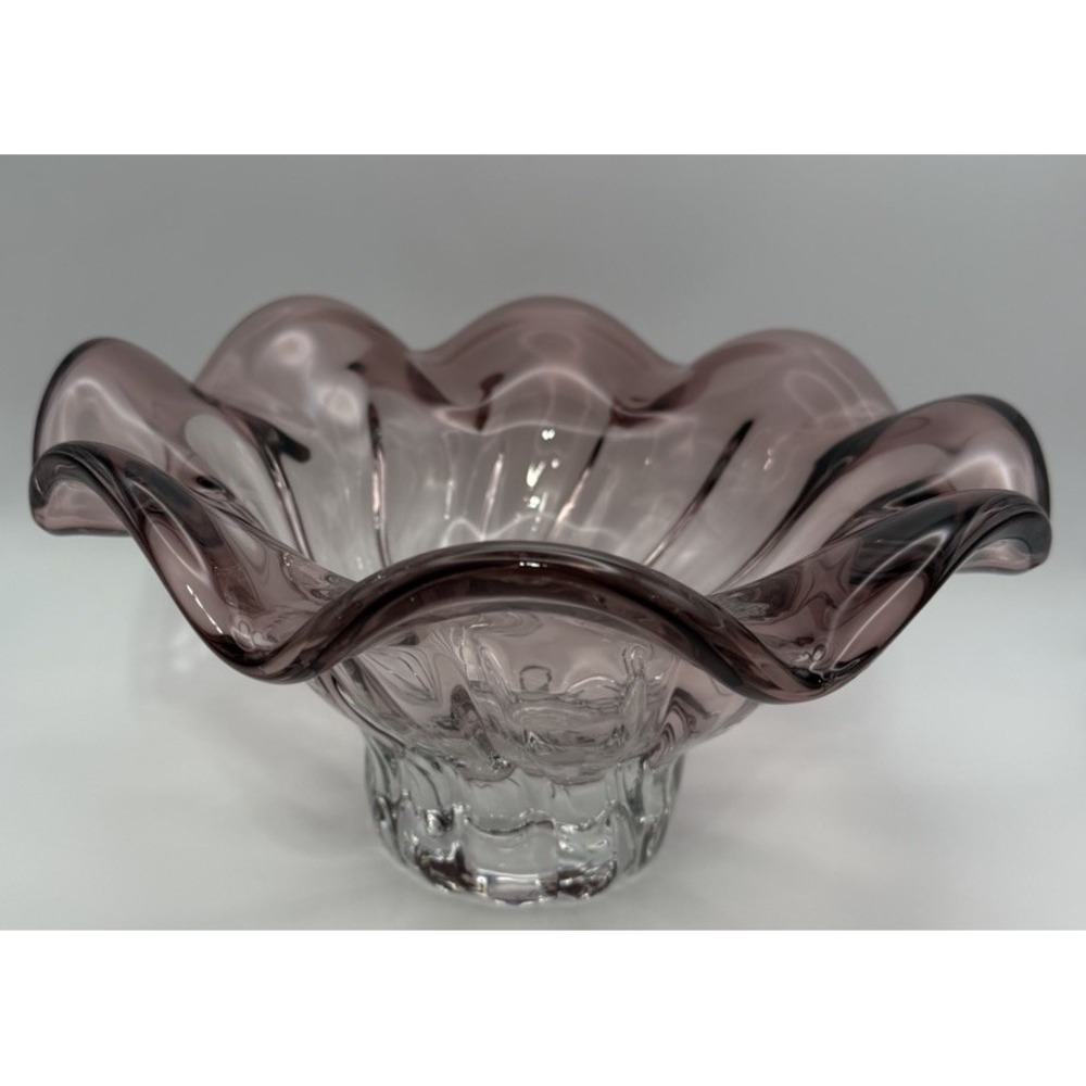 Vintage Shannon Imperial Art Glass Bowl Amethyst Violet Purple Heavy 5.5lb USA